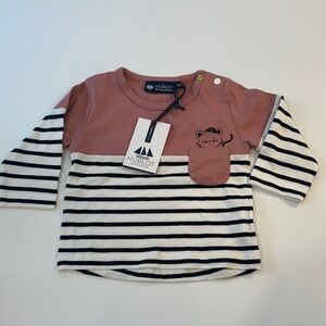 Hublot Mode Marine Baby Long Sleeve Striped Cat Pocket Shirt G32INATA 12M NWT